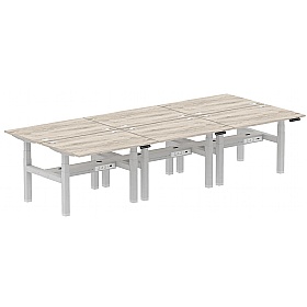 Air Electric Height Adjustable 6 Person Rectangular Back to Back Desks - Office Desks