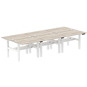 Air Electric Height Adjustable 6 Person Rectangular Back to Back Desks - Office Desks