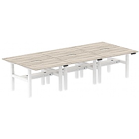 Air Electric Height Adjustable 6 Person Rectangular Back to Back Desks - Office Desks