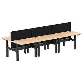 Air Electric Height Adjustable 6 Person Rectangular Back to Back Desks - Office Desks