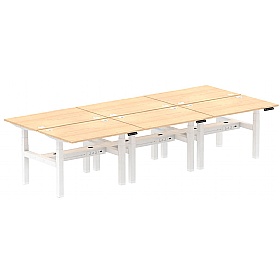 Air Electric Height Adjustable 6 Person Rectangular Back to Back Desks - Office Desks
