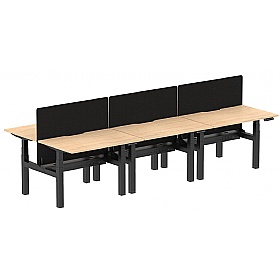 Air Electric Height Adjustable 6 Person Rectangular Back to Back Desks - Office Desks