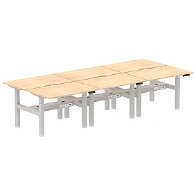 Air Electric Height Adjustable 6 Person Rectangular Back to Back Desks - Office Desks