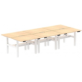 Air Electric Height Adjustable 6 Person Rectangular Back to Back Desks - Office Desks