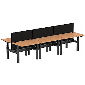 Air Electric Height Adjustable 6 Person Rectangular Back to Back Desks - Office Desks