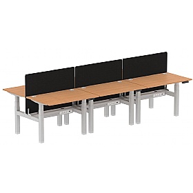 Air Electric Height Adjustable 6 Person Rectangular Back to Back Desks - Office Desks