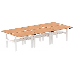 Air Electric Height Adjustable 6 Person Rectangular Back to Back Desks - Office Desks