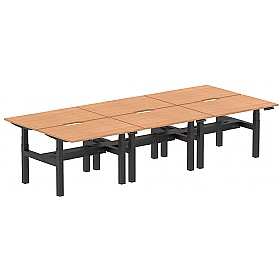 Air Electric Height Adjustable 6 Person Rectangular Back to Back Desks - Office Desks