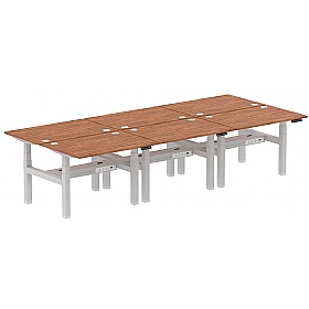 Air Electric Height Adjustable 6 Person Rectangular Back to Back Desks - Office Desks