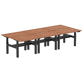 Air Electric Height Adjustable 6 Person Rectangular Back to Back Desks - Office Desks