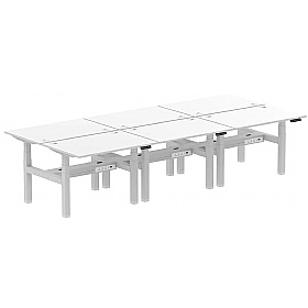 Air Electric Height Adjustable 6 Person Rectangular Back to Back Desks - Office Desks