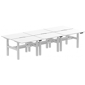 Air Electric Height Adjustable 6 Person Rectangular Back to Back Desks - Office Desks