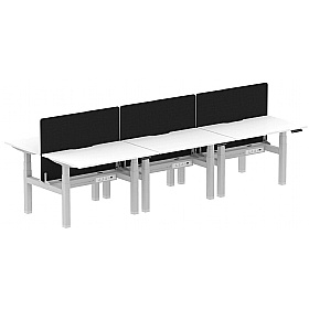 Air Electric Height Adjustable 6 Person Rectangular Back to Back Desks - Office Desks