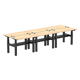 Air Shallow Electric Height Adjustable 6 Person Rectangular Back to Back Desks