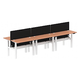 Air Shallow Electric Height Adjustable 6 Person Rectangular Back to Back Desks
