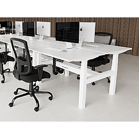 Air Shallow Electric Height Adjustable 6 Person Rectangular Back to Back Desks