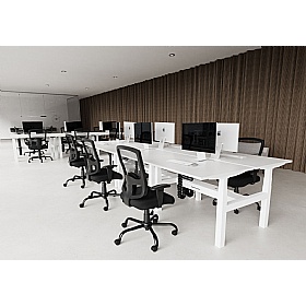 Air Shallow Electric Height Adjustable 6 Person Rectangular Back to Back Desks