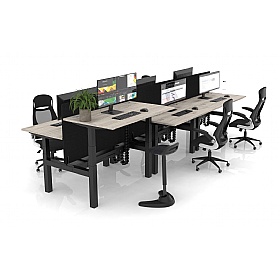 Air Shallow Electric Height Adjustable 6 Person Rectangular Back to Back Desks