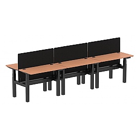 Air Shallow Electric Height Adjustable 6 Person Rectangular Back to Back Desks