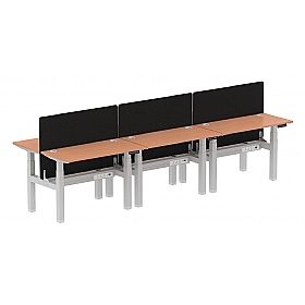 Air Shallow Electric Height Adjustable 6 Person Rectangular Back to Back Desks