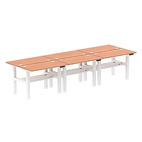 Air Shallow Electric Height Adjustable 6 Person Rectangular Back to Back Desks