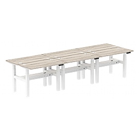 Air Shallow Electric Height Adjustable 6 Person Rectangular Back to Back Desks