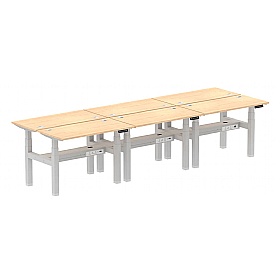 Air Shallow Electric Height Adjustable 6 Person Rectangular Back to Back Desks
