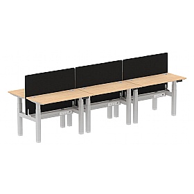Air Shallow Electric Height Adjustable 6 Person Rectangular Back to Back Desks