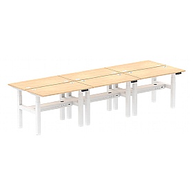 Air Shallow Electric Height Adjustable 6 Person Rectangular Back to Back Desks