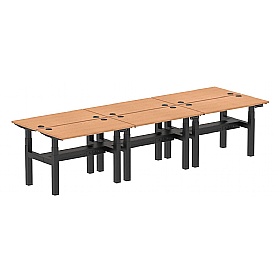 Air Shallow Electric Height Adjustable 6 Person Rectangular Back to Back Desks