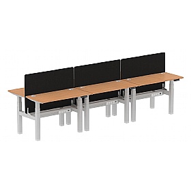 Air Shallow Electric Height Adjustable 6 Person Rectangular Back to Back Desks