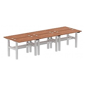 Air Shallow Electric Height Adjustable 6 Person Rectangular Back to Back Desks
