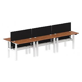 Air Shallow Electric Height Adjustable 6 Person Rectangular Back to Back Desks