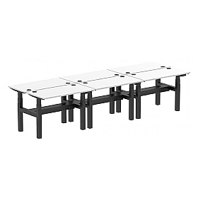 Air Shallow Electric Height Adjustable 6 Person Rectangular Back to Back Desks