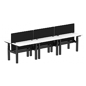 Air Shallow Electric Height Adjustable 6 Person Rectangular Back to Back Desks