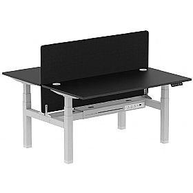 Ebony Black Electric Height Adjustable 2 Person Rectangular Back to Back Desks