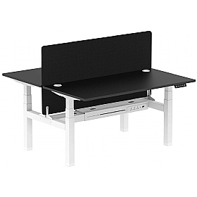 Ebony Black Electric Height Adjustable 2 Person Rectangular Back to Back Desks