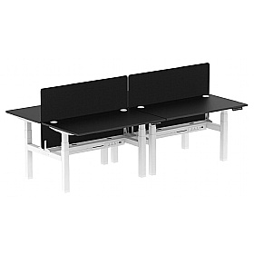 Ebony Black Electric Height Adjustable 4 Person Rectangular Back to Back Desks