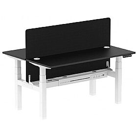 Ebony Black Shallow Electric Height Adjustable 2 Person Rectangular Back to Back