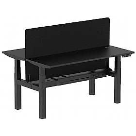 Ebony Black Shallow Electric Height Adjustable 2 Person Rectangular Back to Back Desks