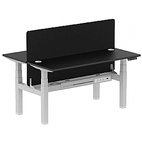 Ebony Black Shallow Electric Height Adjustable 2 Person Rectangular Back to Back