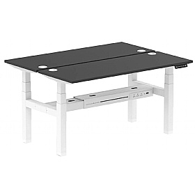 Ebony Black Shallow Electric Height Adjustable 2 Person Rectangular Back to Back