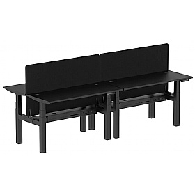 Ebony Black Shallow Electric Height Adjustable 4 Person Rectangular Back to Back