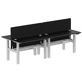 Ebony Black Shallow Electric Height Adjustable 4 Person Rectangular Back to Back