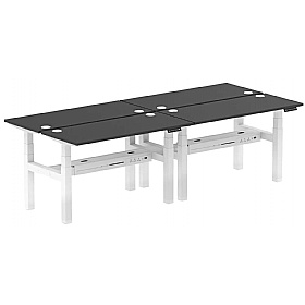 Ebony Black Shallow Electric Height Adjustable 4 Person Rectangular Back to Back