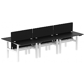Ebony Black Electric Height Adjustable 6 Person Rectangular Back to Back Desks