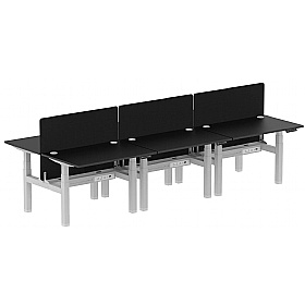 Ebony Black Electric Height Adjustable 6 Person Rectangular Back to Back Desks
