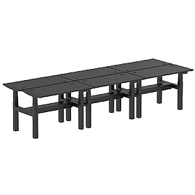 Ebony Black Shallow Electric Height Adjustable 6 Person Rectangular Back to Back