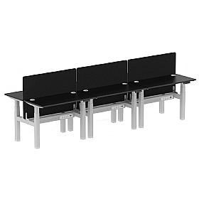 Ebony Black Shallow Electric Height Adjustable 6 Person Rectangular Back to Back