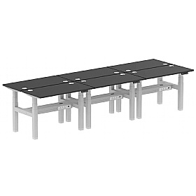 Ebony Black Shallow Electric Height Adjustable 6 Person Rectangular Back to Back